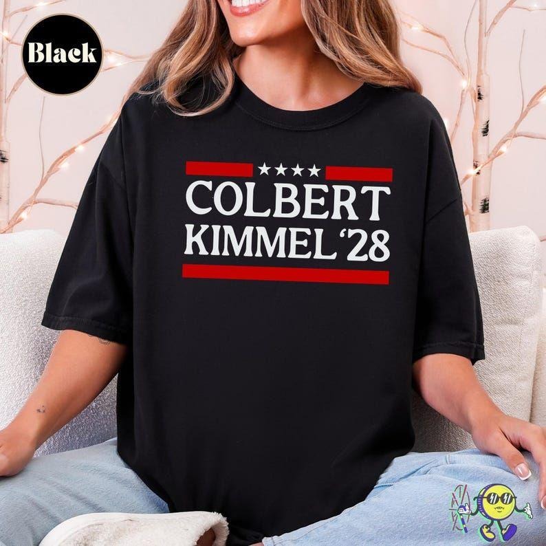 Jimmy Kimmel Colbert 2028 Protect Late Night TV - Adult & Kids T-Shirts, Sweatshirts & Hoodies apparel design preview 1