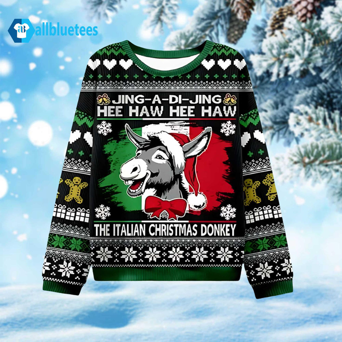 Jing-A-Di-Jing Hee Haw The Italian Donkey Ugly Christmas Sweater - Holiday Gift product image
