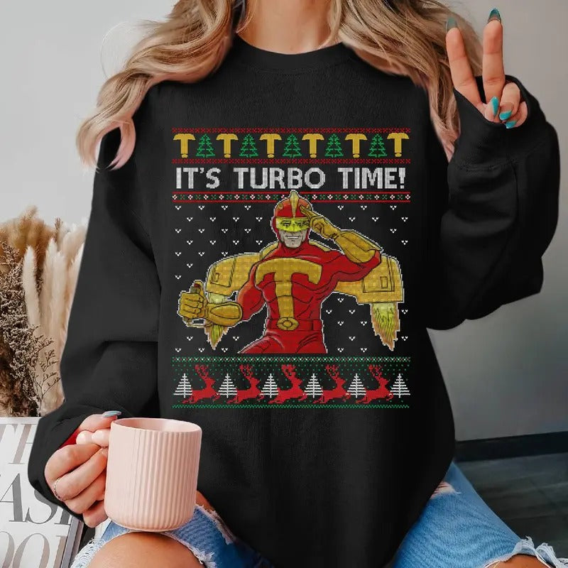 Jingle All Way Ugly Turbo Man 'S Time Family Xmas - Adult & Kids T-Shirts, Sweatshirts & Hoodies apparel design preview 1