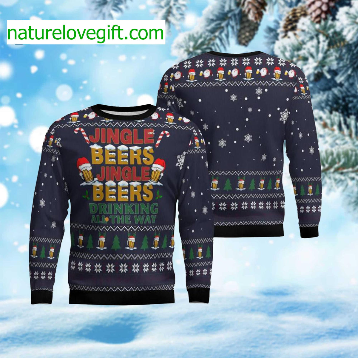 Jingle Beers Drinking All The Ways Ugly Christmas Sweater - Holiday Gift product image