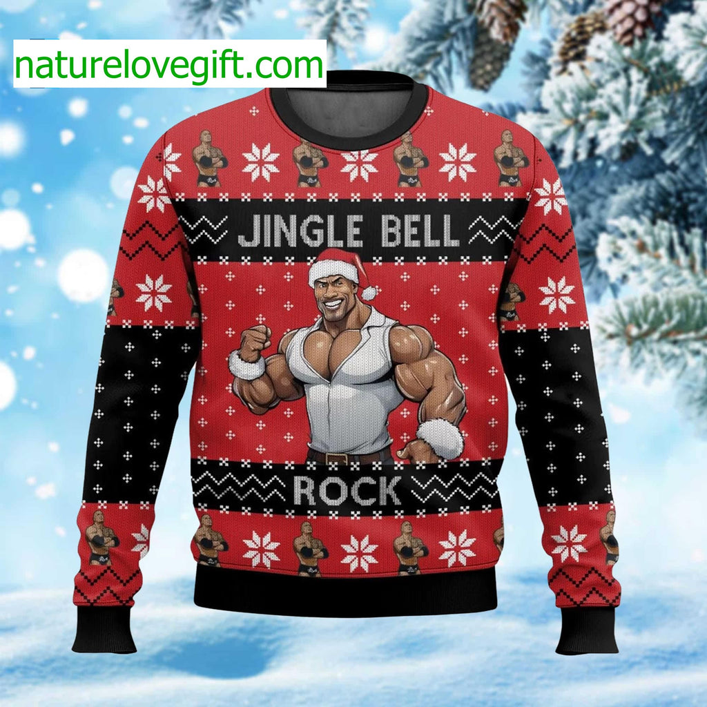Jingle Bell Rock The Rock Ugly Christmas Sweater - Holiday Gift product image