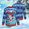 Jingle Bells Surfing Swells Santa Surf Ugly Christmas Sweater - Holiday Gift product image