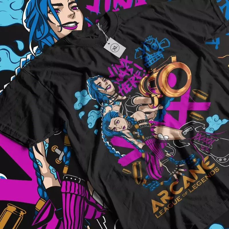 Jinx Arcane Japanese Anime Cartoon All Size - Adult & Kids T-Shirts, Sweatshirts & Hoodies apparel design preview 1