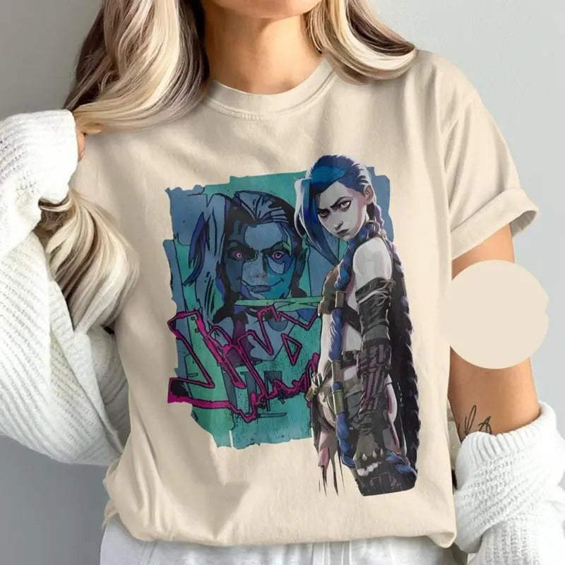Jinx LOL Arcane You Got Jinxed Video Game Anime Him - Adult & Kids T-Shirts, Sweatshirts & Hoodies apparel design preview 1