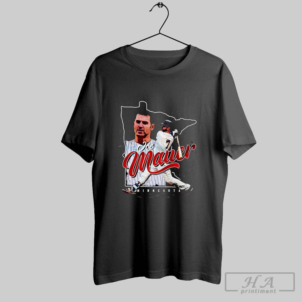 Joe Mauer Minnesota Twins State Silhouette Vintage - Adult & Kids T-Shirts, Sweatshirts & Hoodies apparel design preview 1