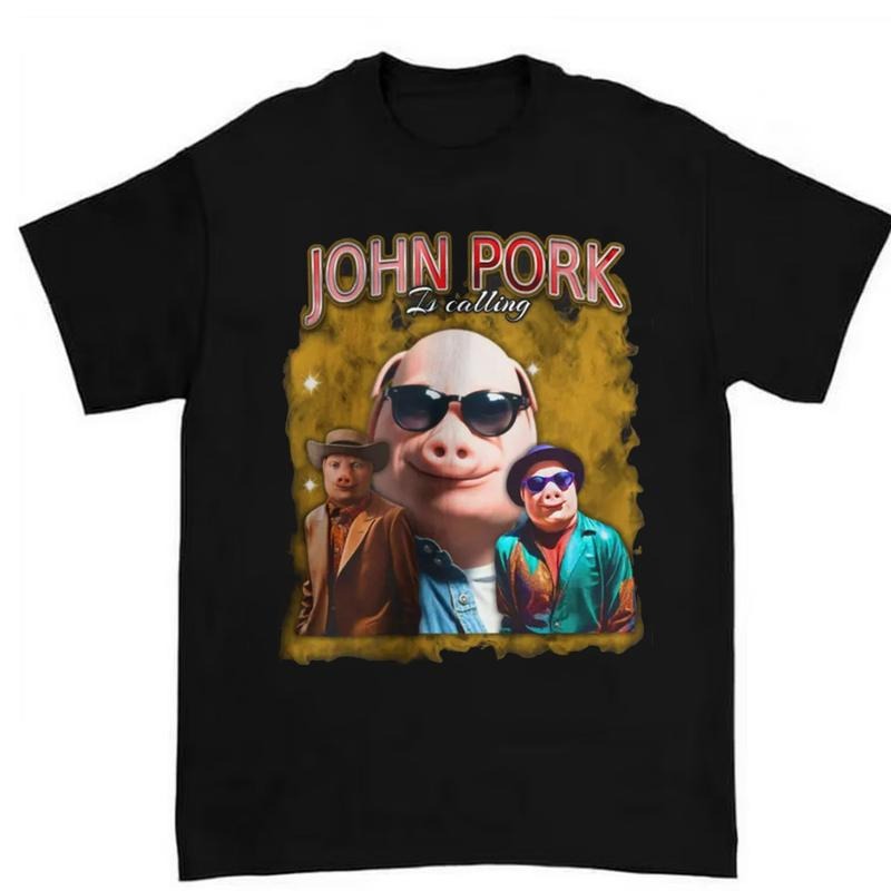 John Pork Is Calling Funny Meme Humor Pig Lovers - Adult & Kids T-Shirts, Sweatshirts & Hoodies apparel design preview 1