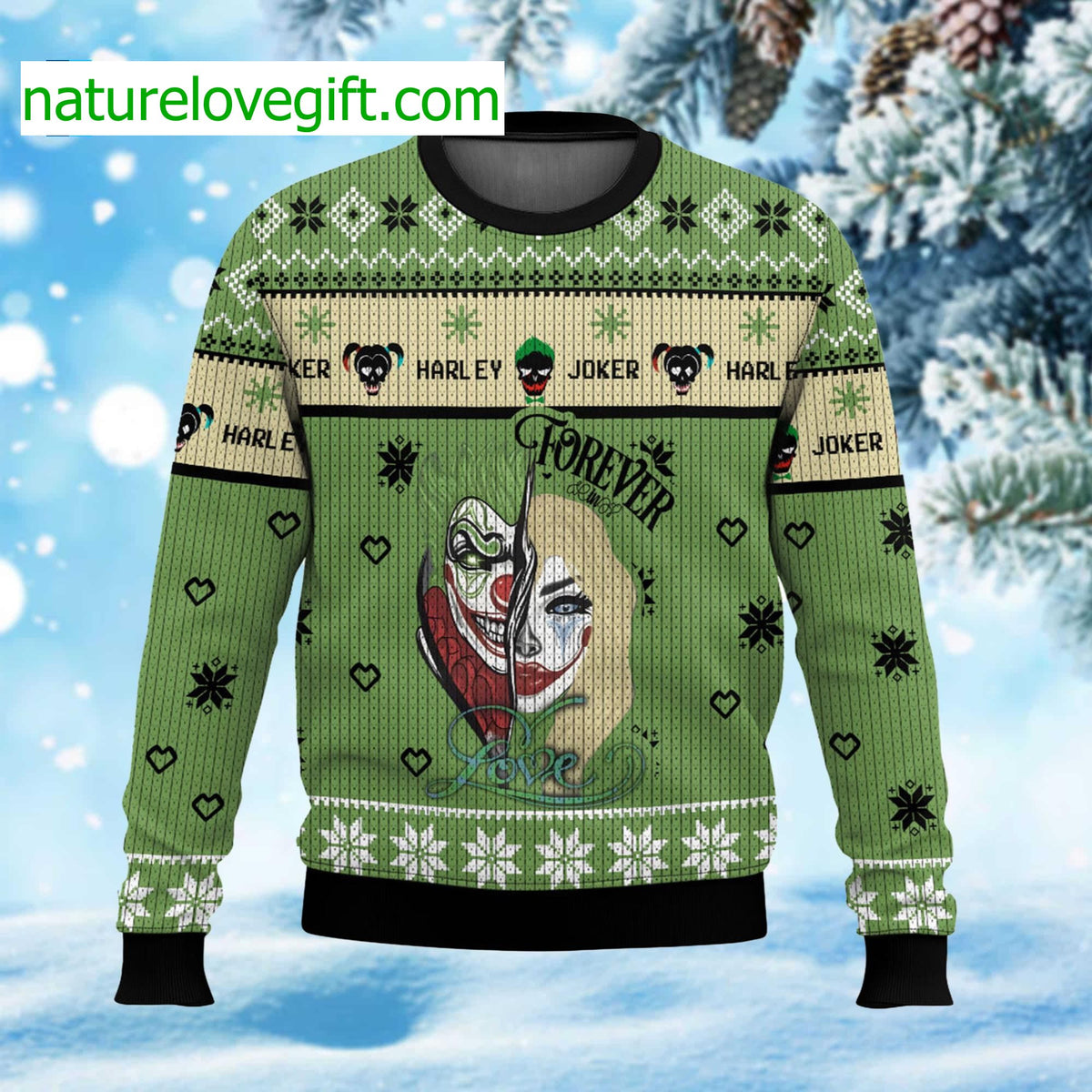 Joker X Harley Quinn Ugly Christmas Sweater - Holiday Gift product image