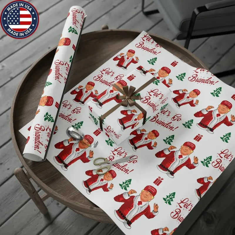 Jolly Trump Wrap Let'S Go Brandon Joe Santa White - Adult & Kids T-Shirts, Sweatshirts & Hoodies apparel design preview 1