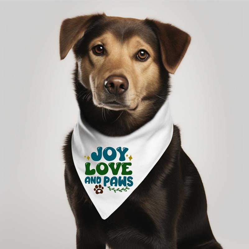 Joy Love Paws Dog Bandana Saying Handkerchief Pet - Adult & Kids T-Shirts, Sweatshirts & Hoodies apparel design preview 1