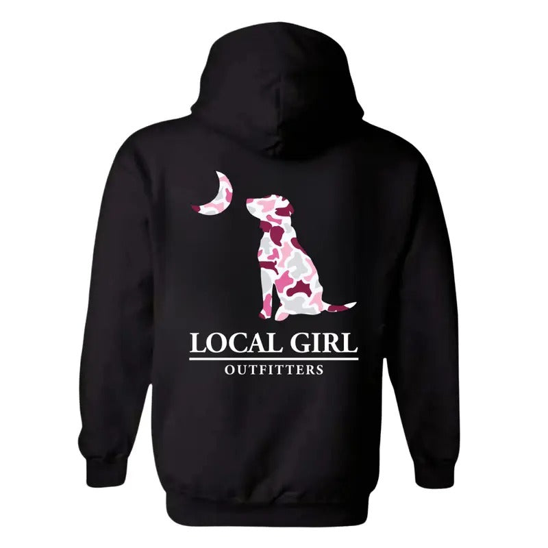 Judy Local Girl Outfitters Bold Pink Camo Dog Moon - Adult & Kids T-Shirts, Sweatshirts & Hoodies apparel design preview 1