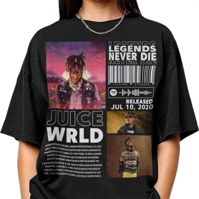 Juice Wrld Legend Never Die 90s Rapper Retro Wrld'S - Adult & Kids T-Shirts, Sweatshirts & Hoodies apparel design preview 1