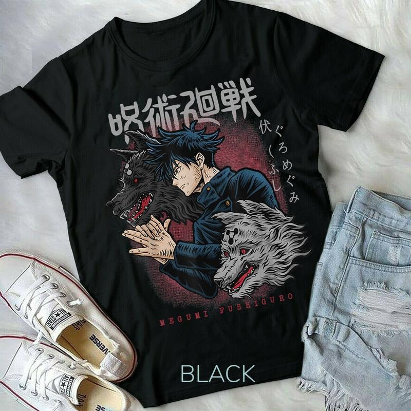 Jujutsu Kaisen Megumi Fushiguro Kon Divine Dogs Otaku - Adult & Kids T-Shirts, Sweatshirts & Hoodies apparel design preview 1