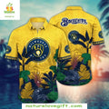 Milwaukee Brewers Hawaiian Jungle Fever MLB Baseball - Adult & Kids T-Shirts, Sweatshirts & Hoodies apparel design preview 1