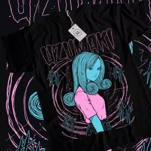 Junji Ito Uzumaki Horror Japan Guro Anime Funny Black - Adult & Kids T-Shirts, Sweatshirts & Hoodies apparel design preview 1