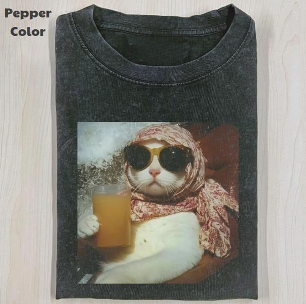 Just Chill Girl Vintage Calm Collected Cat Funny - Adult & Kids T-Shirts, Sweatshirts & Hoodies apparel design preview 1