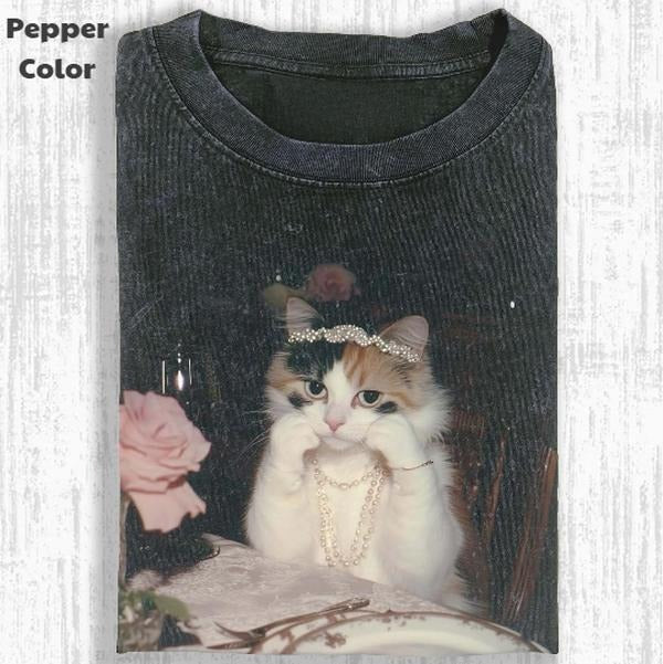 Just Chill Girl Vintage Cat Kitten Animal Meme Cringe - Adult & Kids T-Shirts, Sweatshirts & Hoodies apparel design preview 1