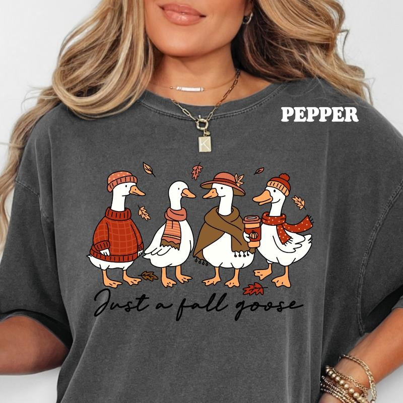 Just Fall Goose Relaxed Fit Printed USA Womenswear - Adult & Kids T-Shirts, Sweatshirts & Hoodies apparel design preview 1