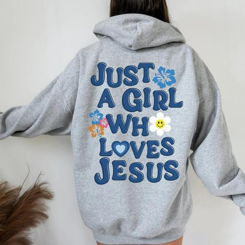 Just Girl Who Love Jesus Casual Street Fleece Fabric - Adult & Kids T-Shirts, Sweatshirts & Hoodies apparel design preview 1