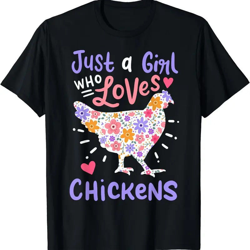 Just Girl Who Loves Chickens Chicken Hen Love Cute - Adult & Kids T-Shirts, Sweatshirts & Hoodies apparel design preview 1