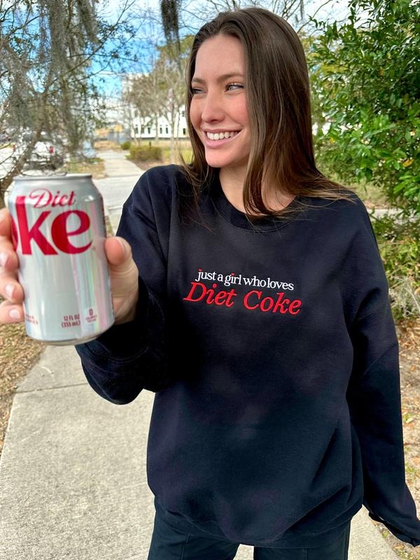 'Just Girl Who Loves Diet Coke' Embroidery - Adult & Kids T-Shirts, Sweatshirts & Hoodies apparel design preview 1