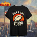 Just A Girl Who Loves Rugby Vintage Sunset - Adult & Kids T-Shirts, Sweatshirts & Hoodies apparel design preview 1