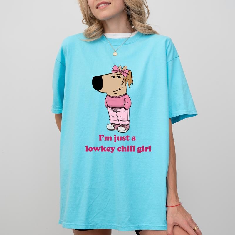 Just Lowkey Chill Girl Comfort Colors Coquette Dog - Adult & Kids T-Shirts, Sweatshirts & Hoodies apparel design preview 1