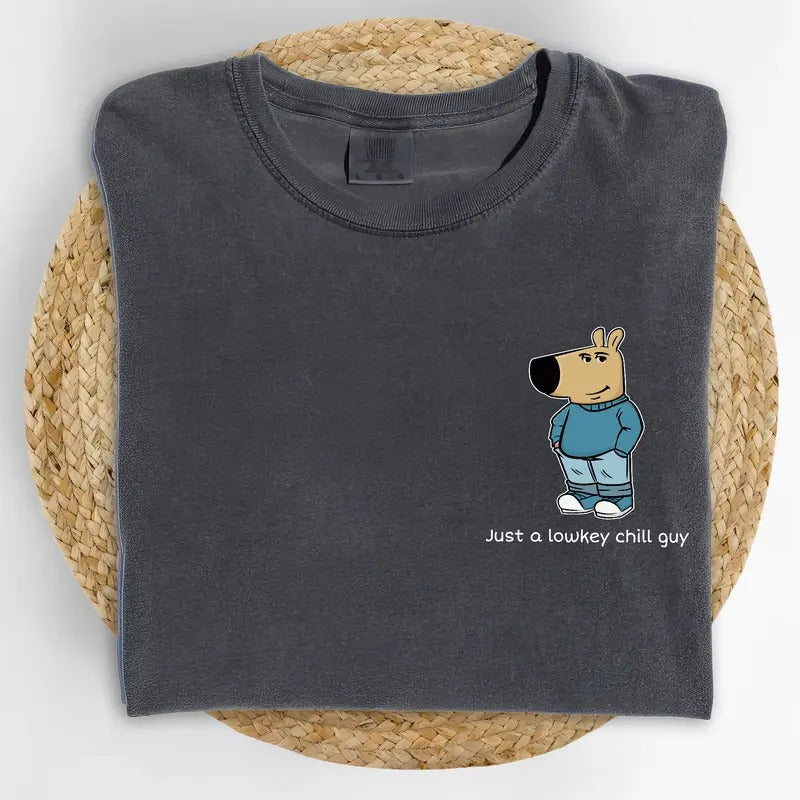 Just Lowkey Chill Guy Comfort Colors Dog Meme Funny - Adult & Kids T-Shirts, Sweatshirts & Hoodies apparel design preview 1