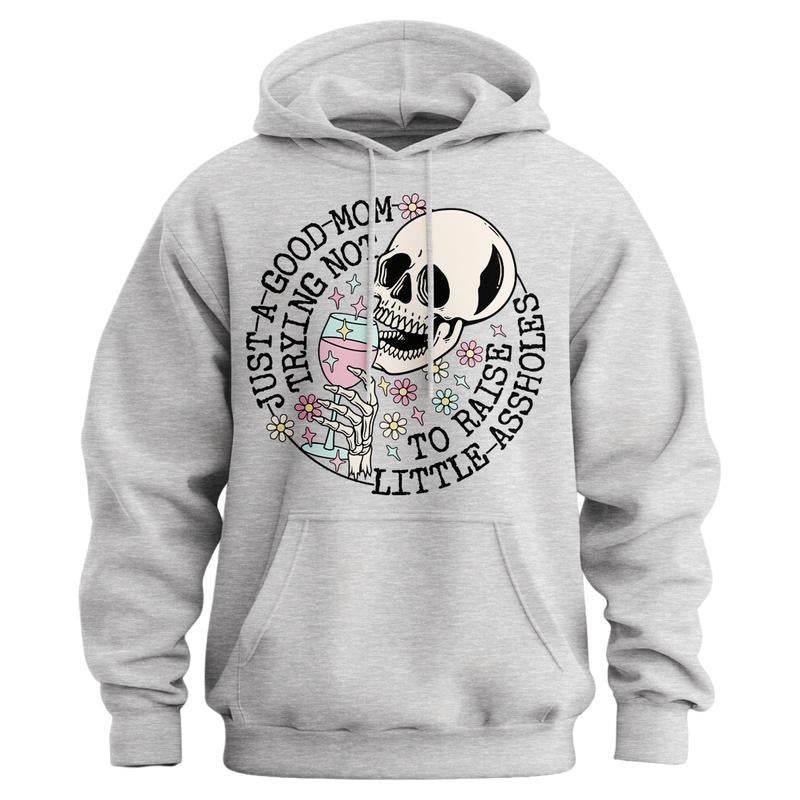 Just Mom Trying Not Raise Aholes - Adult & Kids T-Shirts, Sweatshirts & Hoodies apparel design preview 1