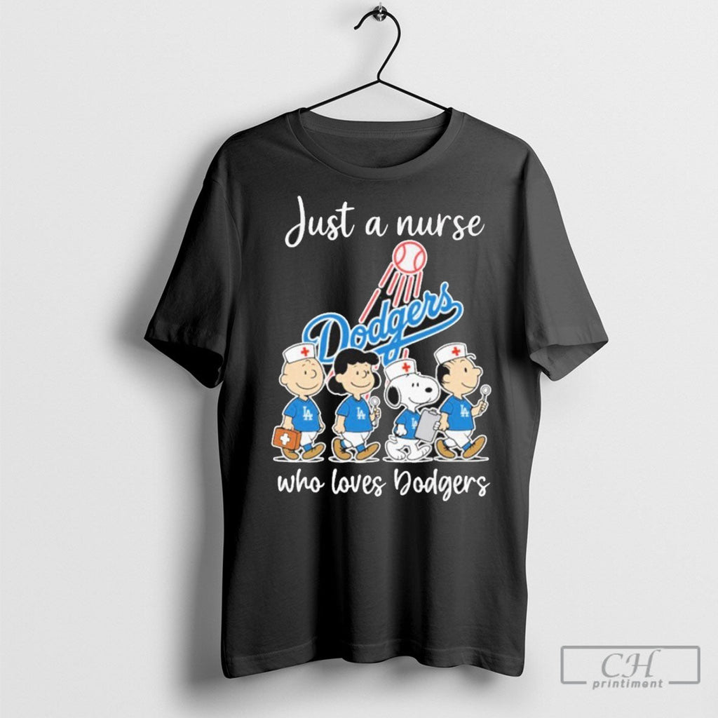 Just A Nurse Dodgers Who Loves Peanuts - Adult & Kids T-Shirts, Sweatshirts & Hoodies apparel design preview 1