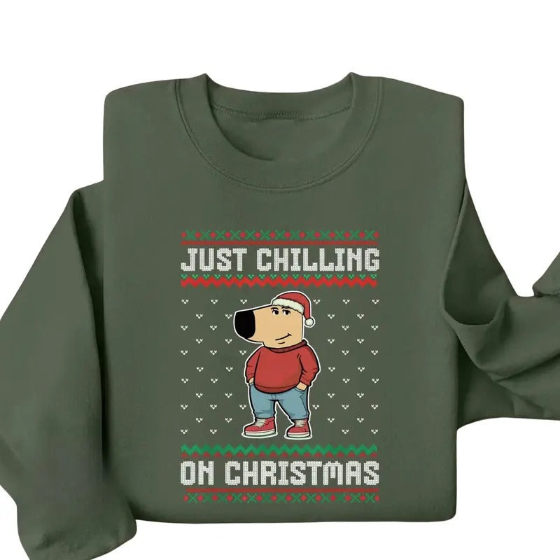 Just Chilling Ugly Chill Guy Funny Dog Cartoon Tiktok - Adult & Kids T-Shirts, Sweatshirts & Hoodies apparel design preview 1