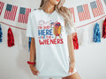 Just Here Wieners 4th July Funny Hot Dog Independence - Adult & Kids T-Shirts, Sweatshirts & Hoodies apparel design preview 1