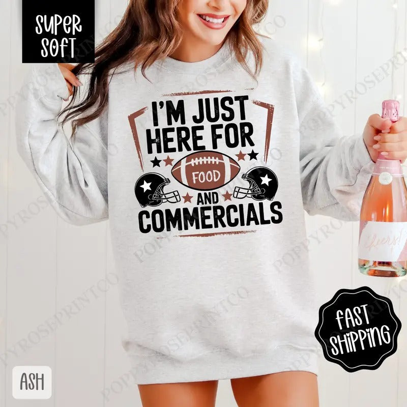 Just Here Food Commercials Game Day Football Fall - Adult & Kids T-Shirts, Sweatshirts & Hoodies apparel design preview 1