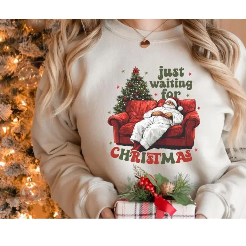 Just Waiting Santa Claus Funny Merry - Adult & Kids T-Shirts, Sweatshirts & Hoodies apparel design preview 1