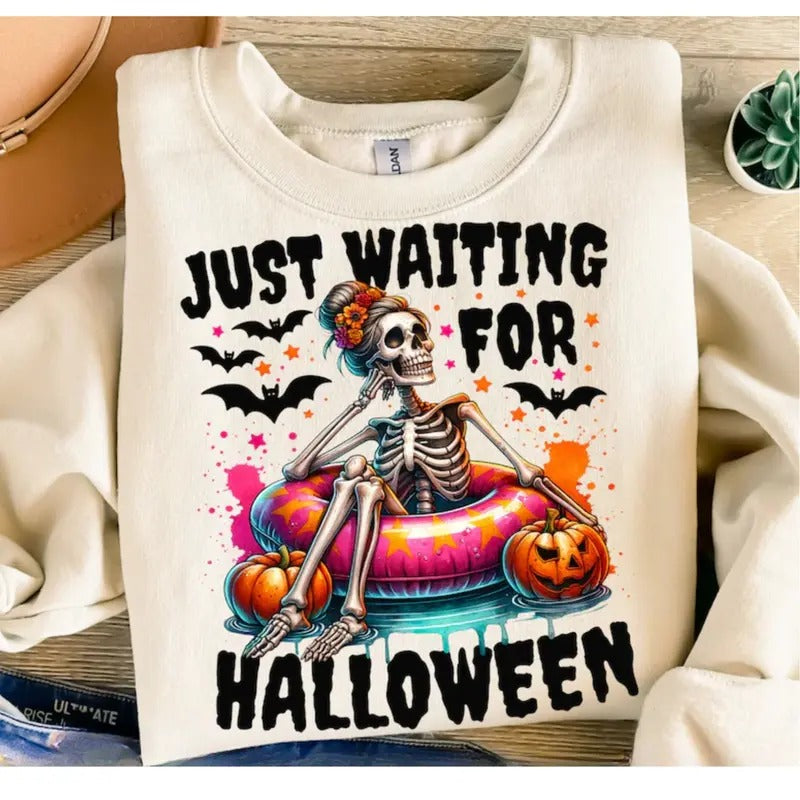 Just Waiting Halloween Funny DRG Spooky Summer - Adult & Kids T-Shirts, Sweatshirts & Hoodies apparel design preview 1