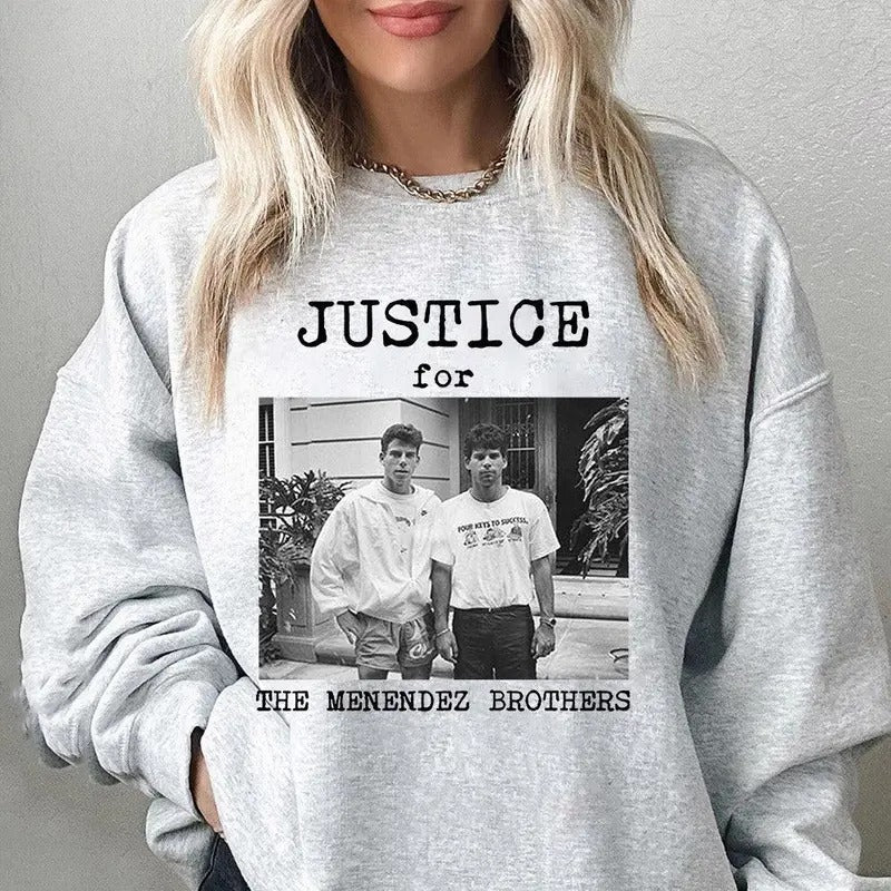 Justice Menendez Brothers Free Erik Lyle True Crime - Adult & Kids T-Shirts, Sweatshirts & Hoodies apparel design preview 1