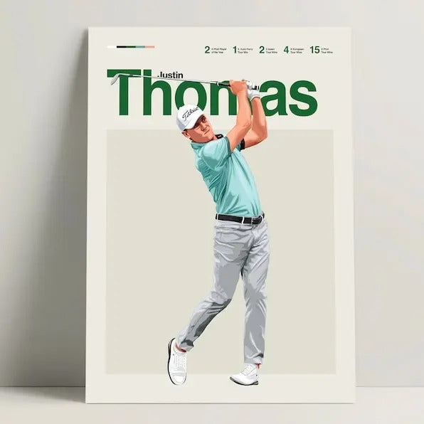 Justin Thomas Poster Golf Modern Print Minimalist - Adult & Kids T-Shirts, Sweatshirts & Hoodies apparel design preview 1