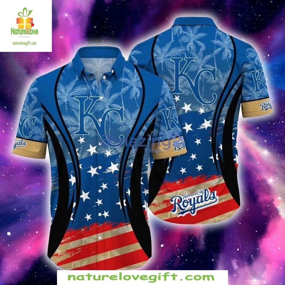 MLB Hawaiian KC Royals Patriotic Stars Stripes - Adult & Kids T-Shirts, Sweatshirts & Hoodies apparel design preview 1