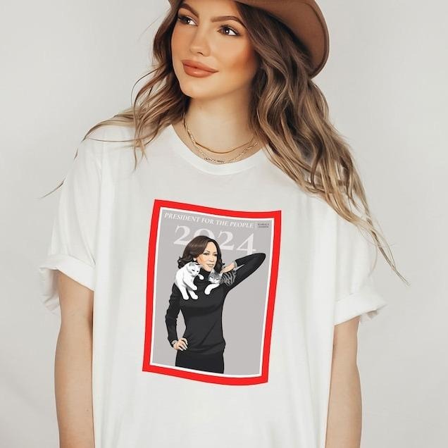 Kamala Harris Cat Election 2024 Vote Blue Feminist - Adult & Kids T-Shirts, Sweatshirts & Hoodies apparel design preview 1