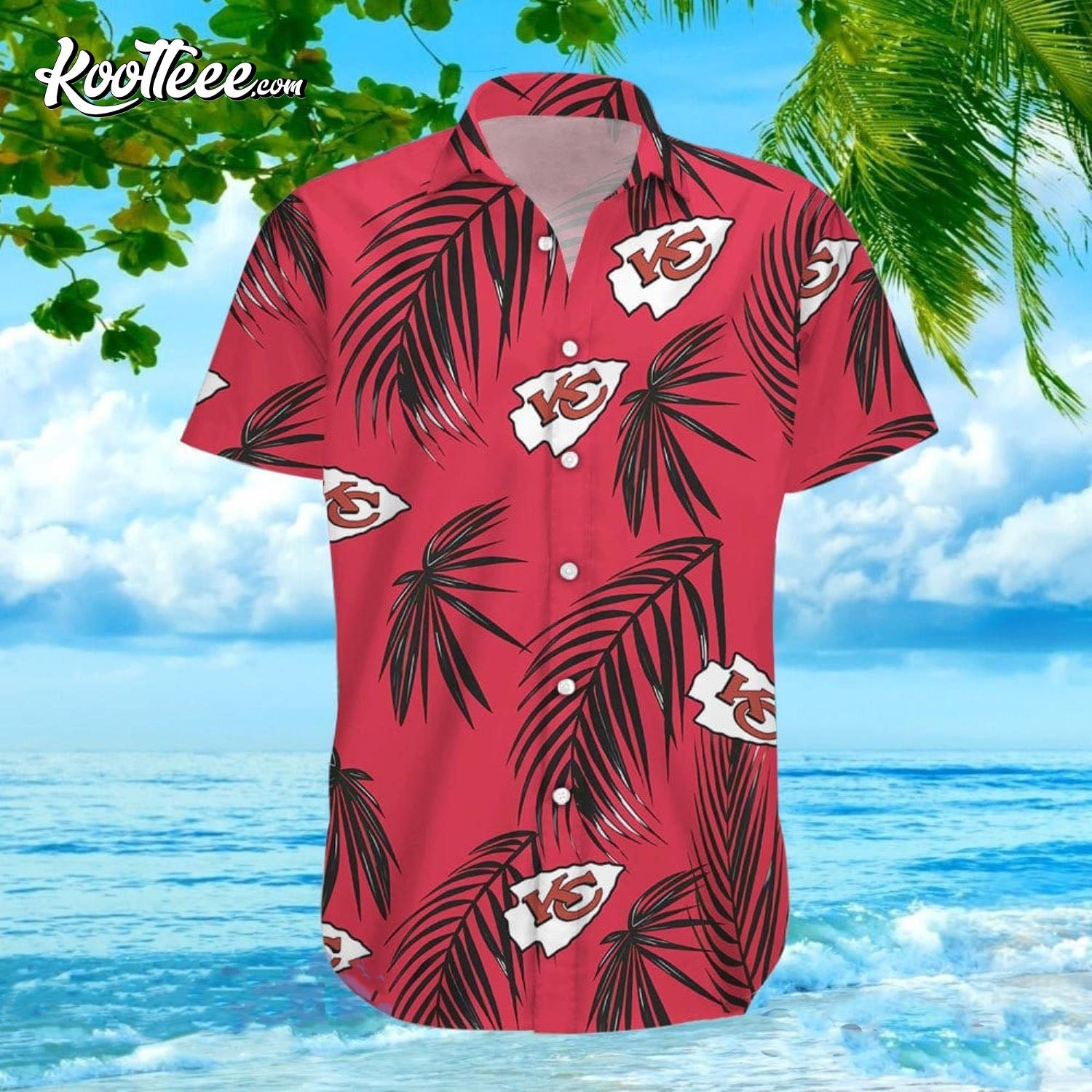 Kansas City Chiefs Flower Short Sleeve Hawaiian - Adult & Kids T-Shirts, Sweatshirts & Hoodies apparel design preview 1
