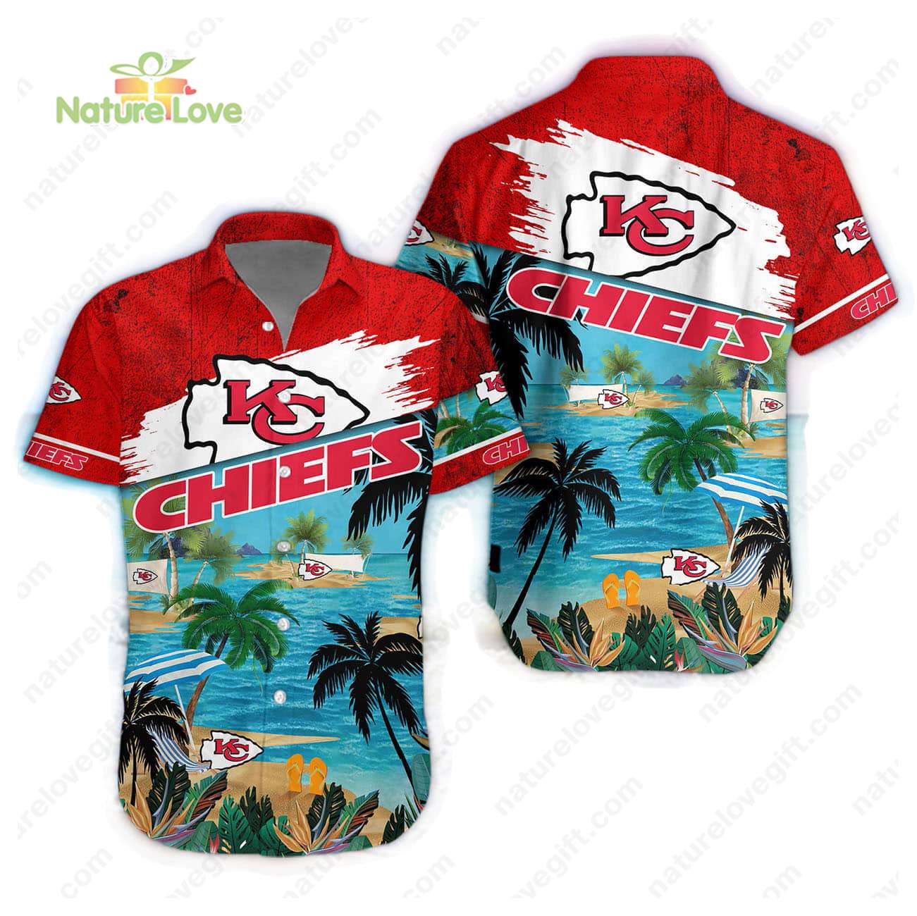 Kansas City Chiefs Summer Beach Aloha KC Hawaiian - Adult & Kids T-Shirts, Sweatshirts & Hoodies apparel design preview 1