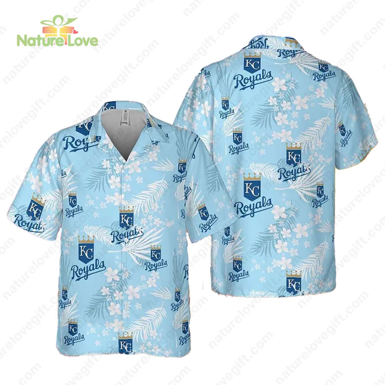 Kansas City Royals Tropical Floral MLB Blue Hawaiian - Adult & Kids T-Shirts, Sweatshirts & Hoodies apparel design preview 1
