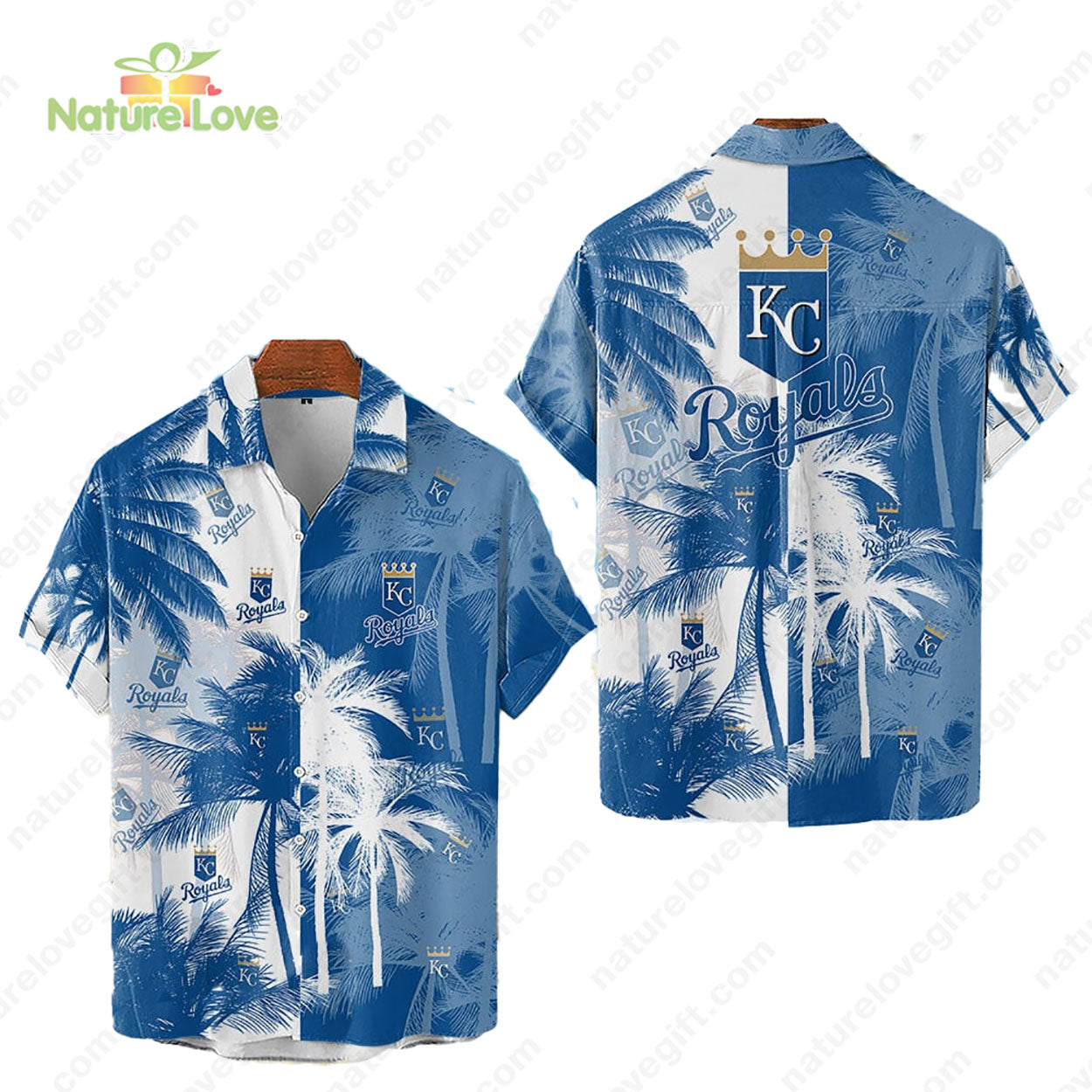 Kansas City Royals Tropical Palm Trees MLB Hawaiian - Adult & Kids T-Shirts, Sweatshirts & Hoodies apparel design preview 1