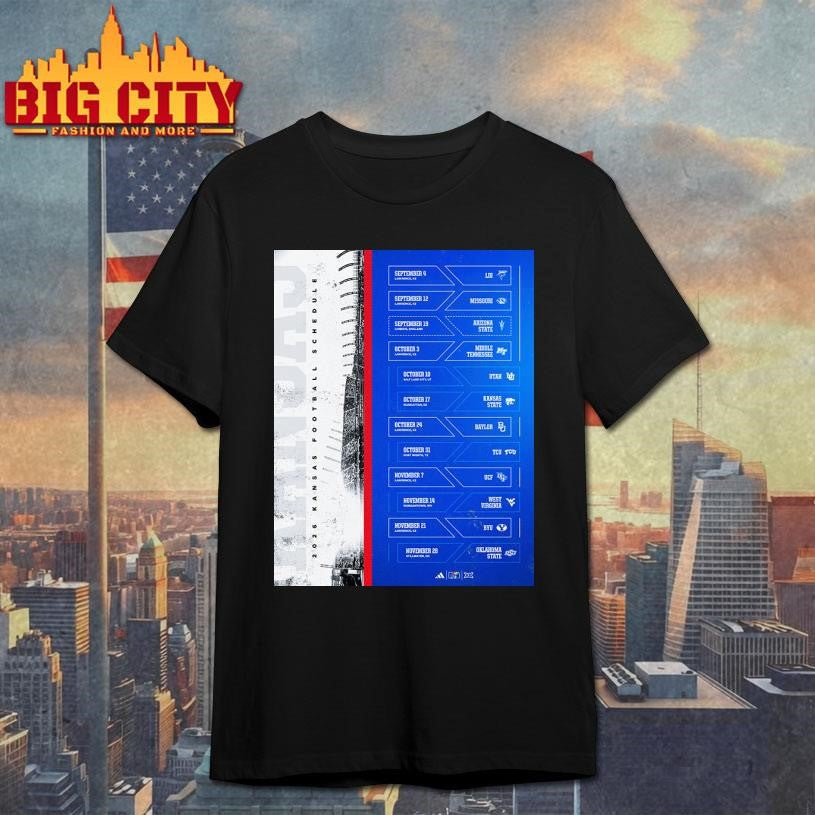 Kansas Jayhawks Football NCAA Schedule Season 2026 - Adult & Kids T-Shirts, Sweatshirts & Hoodies apparel design preview 1