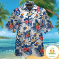 Kansas Jayhawks Hawaiian Short Sleeve Aloha Button Up - Adult & Kids T-Shirts, Sweatshirts & Hoodies apparel design preview 1