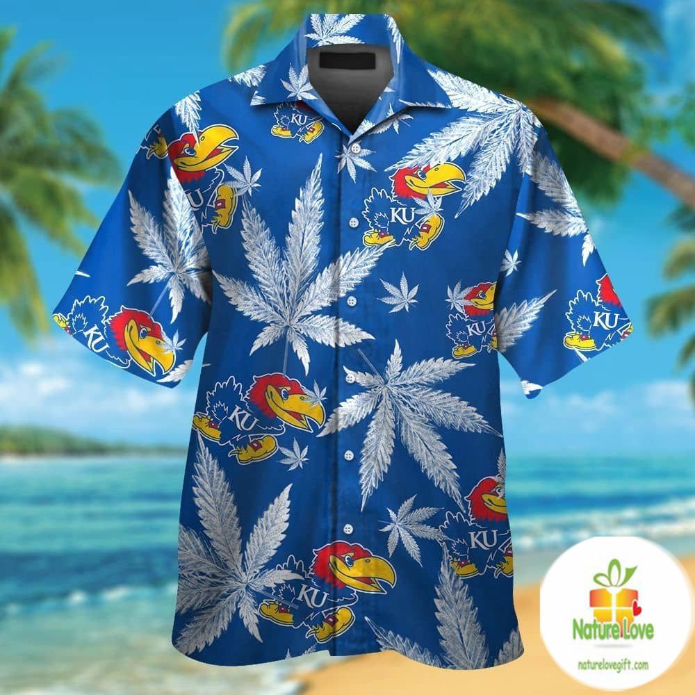 Kansas Jayhawks Hawaiian Short Sleeve Aloha Button Up - Adult & Kids T-Shirts, Sweatshirts & Hoodies apparel design preview 1