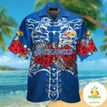 Kansas Jayhawks Hawaiian Short Sleeve Aloha Button Up - Adult & Kids T-Shirts, Sweatshirts & Hoodies apparel design preview 1