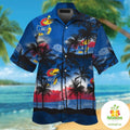 Kansas Jayhawks Hawaiian Short Sleeve Aloha Button Up - Adult & Kids T-Shirts, Sweatshirts & Hoodies apparel design preview 1