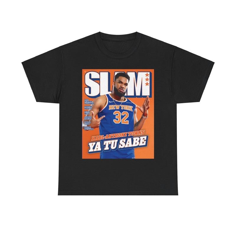 Karl Anthony Towns New York Slam Cover 100% Cotton - Adult & Kids T-Shirts, Sweatshirts & Hoodies apparel design preview 1