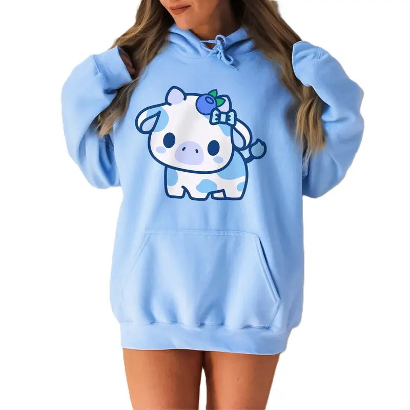Kawaii Blueberry Cow Tumblr VSCO Option Available - Adult & Kids T-Shirts, Sweatshirts & Hoodies apparel design preview 1