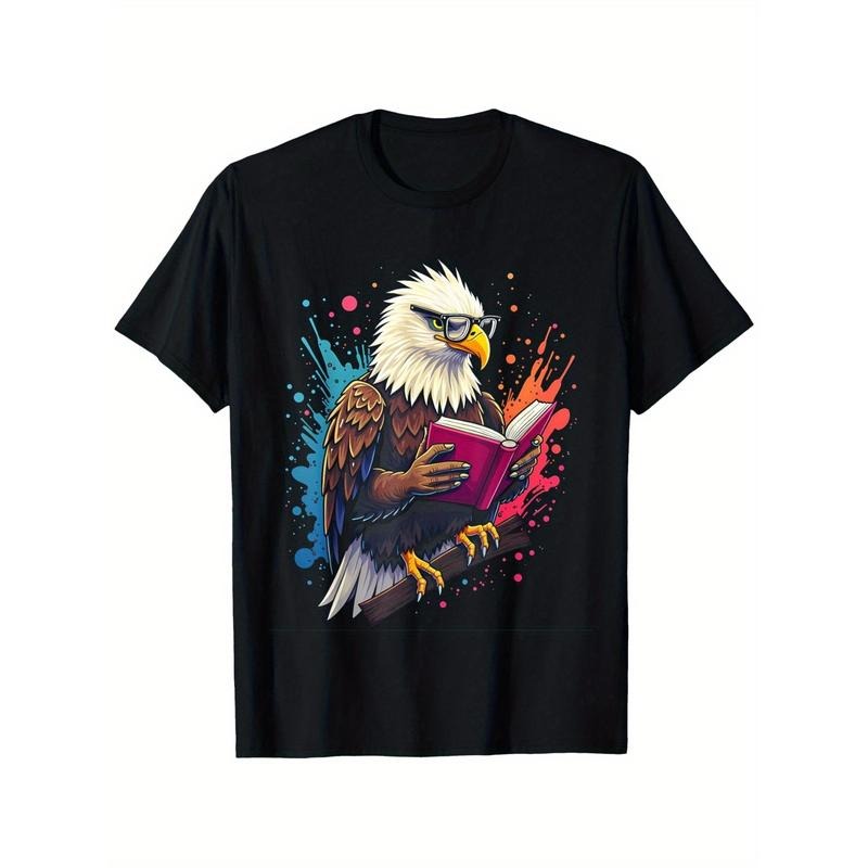 Kawaii Eagle Bookworm 100% Cotton Crew Neck Casual - Adult & Kids T-Shirts, Sweatshirts & Hoodies apparel design preview 1